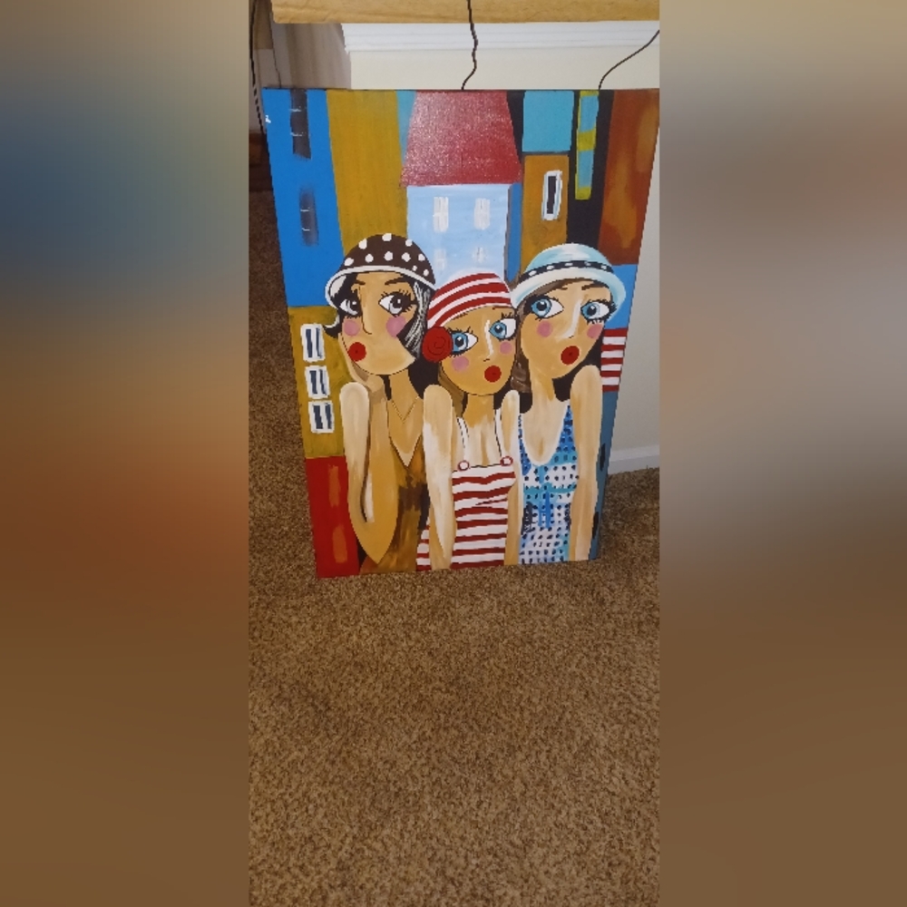 Original Acrylic Colorful Art Deco Style Painting
